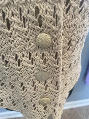 Beige crocheted ladies vest with a boho festival vibe thumbnail 3