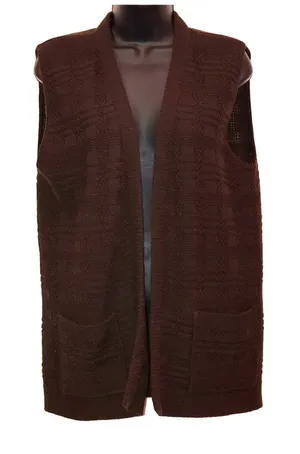 Vintage Milrank Knit Sweater Vest Open Front Pocket Cardigan Brown Size‎ Medium thumbnail 1