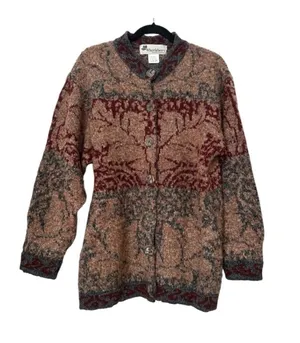 Vintage Whortleberry Scottish Wool Button Front Cardigan Sweater Womens Medium thumbnail 1