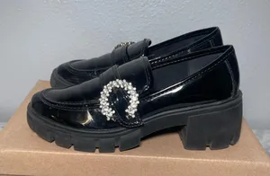 Steve Madden Black Patent Embellished Loafers thumbnail 4
