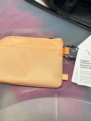 Lululemon Clippable Card Pouch in rare and SOLD OUT Color Peach Bellini/White thumbnail 4