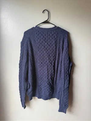 Uniqlo Navy Blue Cable Knit Crewneck Sweater Size XL thumbnail 6