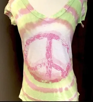 Freeze Vintage Distressed 90s/Y2K Tie Dye Peace Sign Scoop Neck T- Shirt thumbnail 3