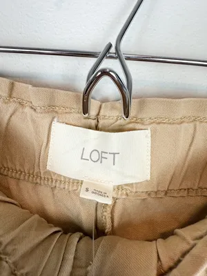 NWT LOFT Wide Leg Loose Fit Pleated Poplin Trouser Pant Tan Size Small thumbnail 8