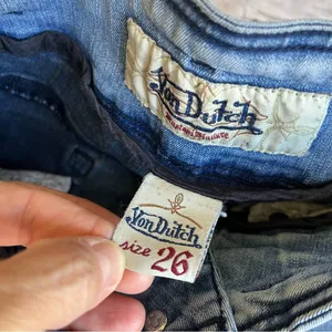 VTG Y2K Von Dutch Jeans Size 26 FLAW - HOLE thumbnail 6