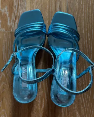 Primark Metallic Teal Strappy Platform Heels thumbnail 1