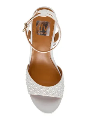 NWT DV Dolce Vita Platform Block Heeled Pearl Dress Sandal Ivory Off White 8.5M thumbnail 4