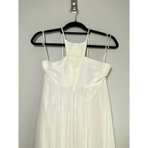 Express White Maxi Dress Lace Halter High Neck Sheet Flowy Overlay Small thumbnail 2