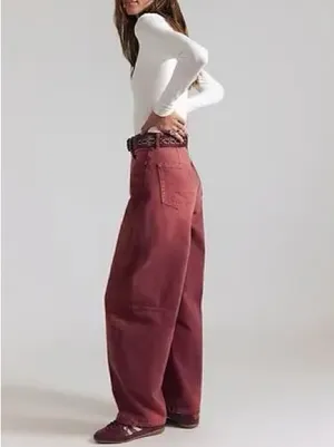 NWT Free People Bodie Arc Jeans in Sangria thumbnail 2