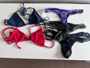 Boutine LA Multi-Color Strappy Bikini Set - Red, Navy, Purple, Olive & Black thumbnail 1