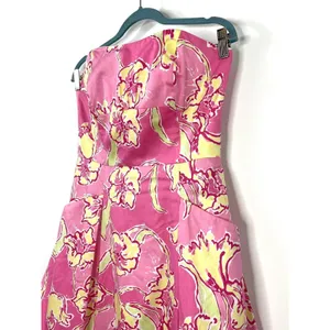 Lilly Pulitzer Day Lilly Hotty Pink Day Dress Pockets Strapless Size 6 A Line thumbnail 4