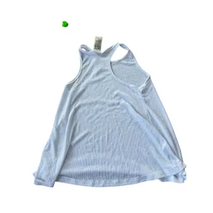Free People White Ribbed High Neck Racerback Tank Top Small S P Made in USA‎ thumbnail 2