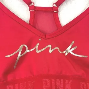 PINK Victoria's Secret Sports Bra Womens Polyester Mesh Racerback Red XXS‎ thumbnail 4