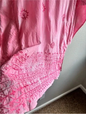 Peppermint Pink Embroidered V-Neck Cover Up thumbnail 4