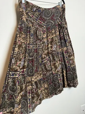 Boho Beads Brown Boho Abstarct Cotton Peasant Skirt thumbnail 3