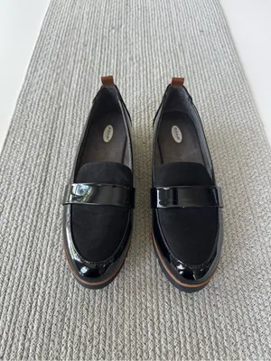 Dr. Scholl's Black Patent and Suede Platform Loafers Sz 7 thumbnail 2