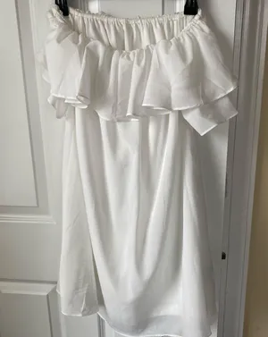 White strapless dress with slip underneath thumbnail 2