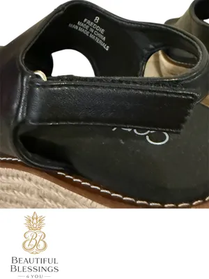 NWT Corkys “Freddie” Wedge Sandals Black Size 8 Platform Espadrille Slingback thumbnail 6