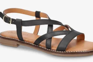 Bella Vita Tya-Italy black Italian Leather Strappy Flat Sandals 10 wide thumbnail 1