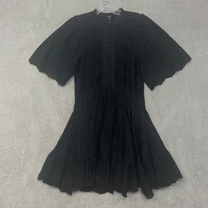 Madewell Dress Size 00 Black Eyelet Flutter‎ Sleeve Mini Cotton Sundress NU556 thumbnail 5