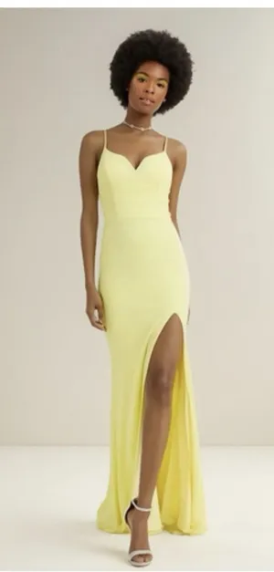 City Triangles Juniors Yellow Spaghetti Strap Formal Body Con Dress 1 thumbnail 1