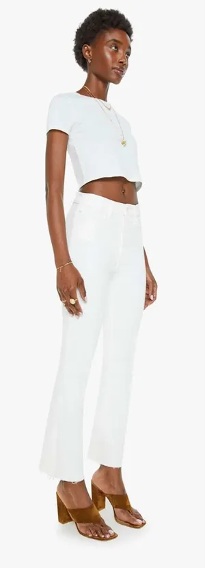 Mother The Hustler Ankle Fray White Jeans Size 26 thumbnail 1