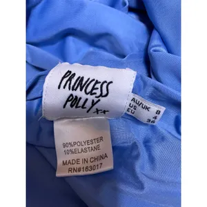 Princess Polly Blue Sleeveless Halter Plunge Neck Tie Back Crop Tank Top Size 4 thumbnail 3