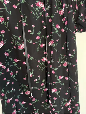 Women’s Black Floral Tie-Neck Dress - Pink Floral thumbnail 2