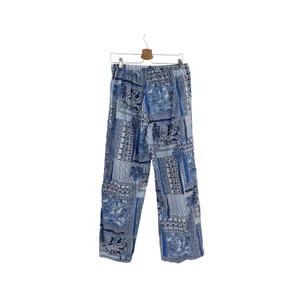 J.McLaughlin Eugene Palm Patchwork Wide Leg Pull On Pants Blue White Size Medium thumbnail 7