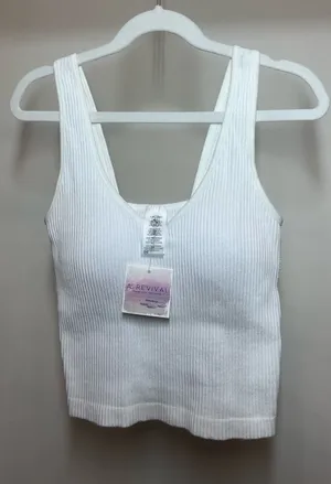 White ribbed tank top with built in bra #ribbed #builtintop thumbnail 1