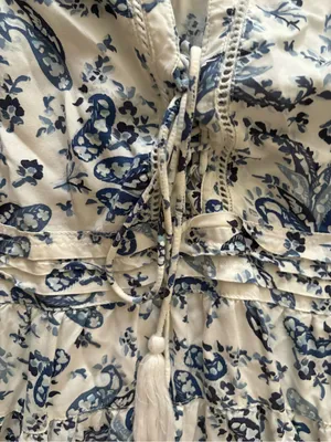 Lucky Brand White and Navy Floral Tiered Dress thumbnail 3