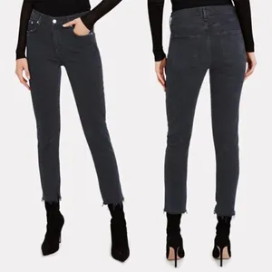 AGOLDE Toni Black Mid Rise Ankle Denim Jeans Raw Hems Size 25 thumbnail 14