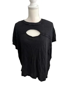WE THE FREE Black Cutout Short Sleeve Top Size Medium thumbnail 4