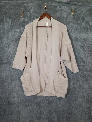 Pact Organic Cotton Chunky Open Front Cardigan Neutral Minimalist Cozy Womens Xs thumbnail 2