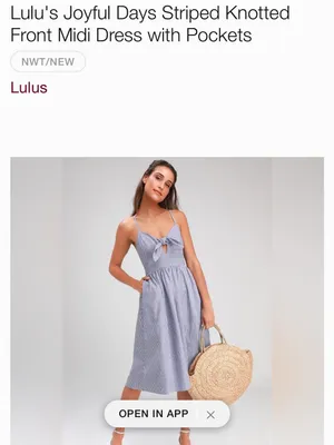 Lulu's Joyful Days Blue Pinstripe Tie-Front Midi Dress | Size Large Like New thumbnail 5