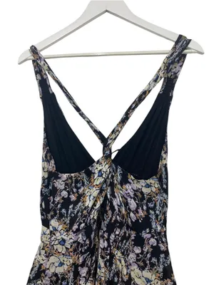 Free People Washed Ashore Halter Mini Dress Black Floral Size L thumbnail 11