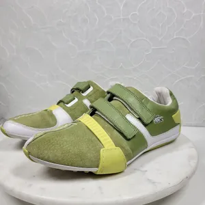 Lacoste Womens Vito Driving Shoe 9 Green White Leather Suede Hook & Loop Sneaker thumbnail 2