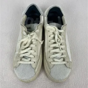 P448 Cream Low Top John Yeti‎ Fur Lace Up Distressed Sneaker thumbnail 5