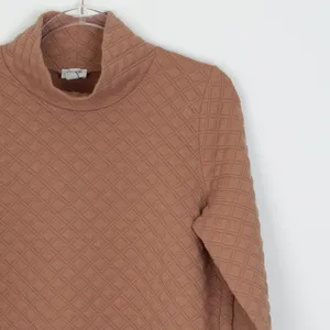 J. Crew Womens Quilted‎ Mock neck Pullover Top Size S Tan Long Sleeve Capsule thumbnail 3