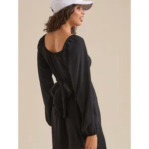 Black dress Altar'd State Lola Crossover with long puff sleeves Black Size L thumbnail 3