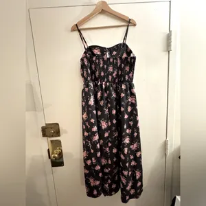 Floral Sweetheart Neckline Lace up Front Midi Dress Large Milkmaid thumbnail 3