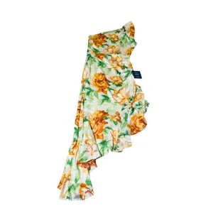 NWT Lulus Medium Divinely Blooming White Multi Floral One-Shoulder Midi Dress thumbnail 3