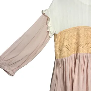 Babydoll Gauzy Tunic Top Pastel Mixed Media Lace Boho Peasant Cottage Feminine M thumbnail 3