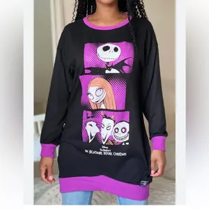 NWT Disney Nightmare Before Christmas Halloween Sweater Dress Tunic Top Women XS thumbnail 2