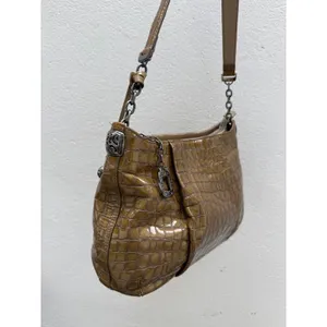 Brighton Croc Olive Green‎ Shoulder Bag Purse Zipper Charm And Dust bag B thumbnail 2