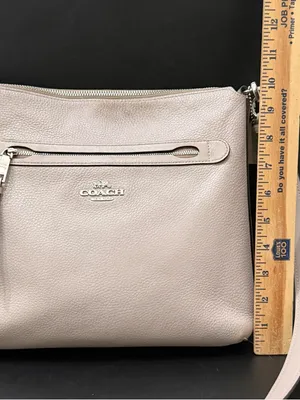COACH F34823 Chalk Light Gray Pebbled Leather Mae File Crossbody Bag thumbnail 8