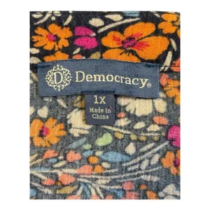 Democracy Floral Midi Dress Women 1X‎ Multicolor Boho Casual Rayon Button V-Neck thumbnail 7