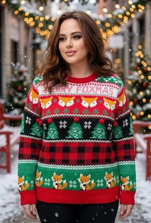 Urban Heritage Foxy Ugly Christmas Chunky Sweater Womens XL Holiday Party Event thumbnail 1