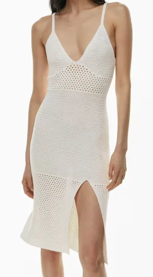 ARITZIA Wilfred Evie Crochet Midi Dress White Large‎ thumbnail 1
