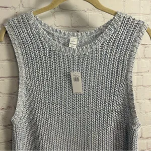 Old Navy New baby blue woven knit sweater vest ladies large preppy academia thumbnail 8